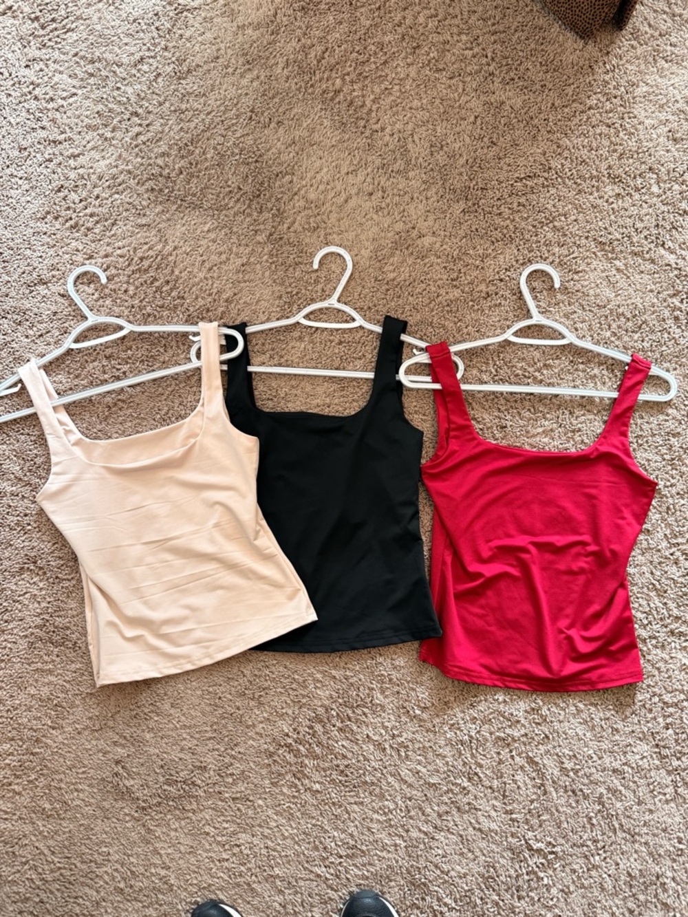 Women’s Square Neck Tank Top - Black, Red, Cream